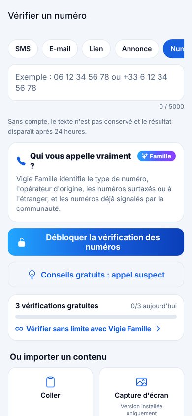 Vérification d'un numéro de téléphone